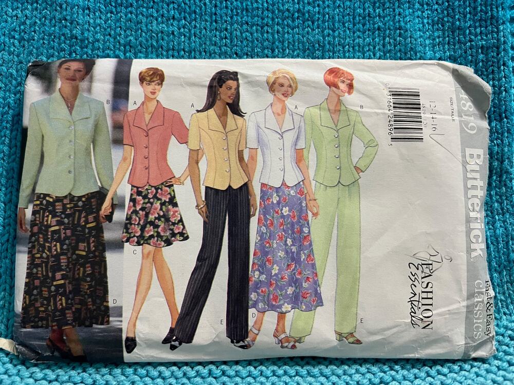 Butterick Sewing pattern 4819 suit top skirt blazer pant size 12 14 16